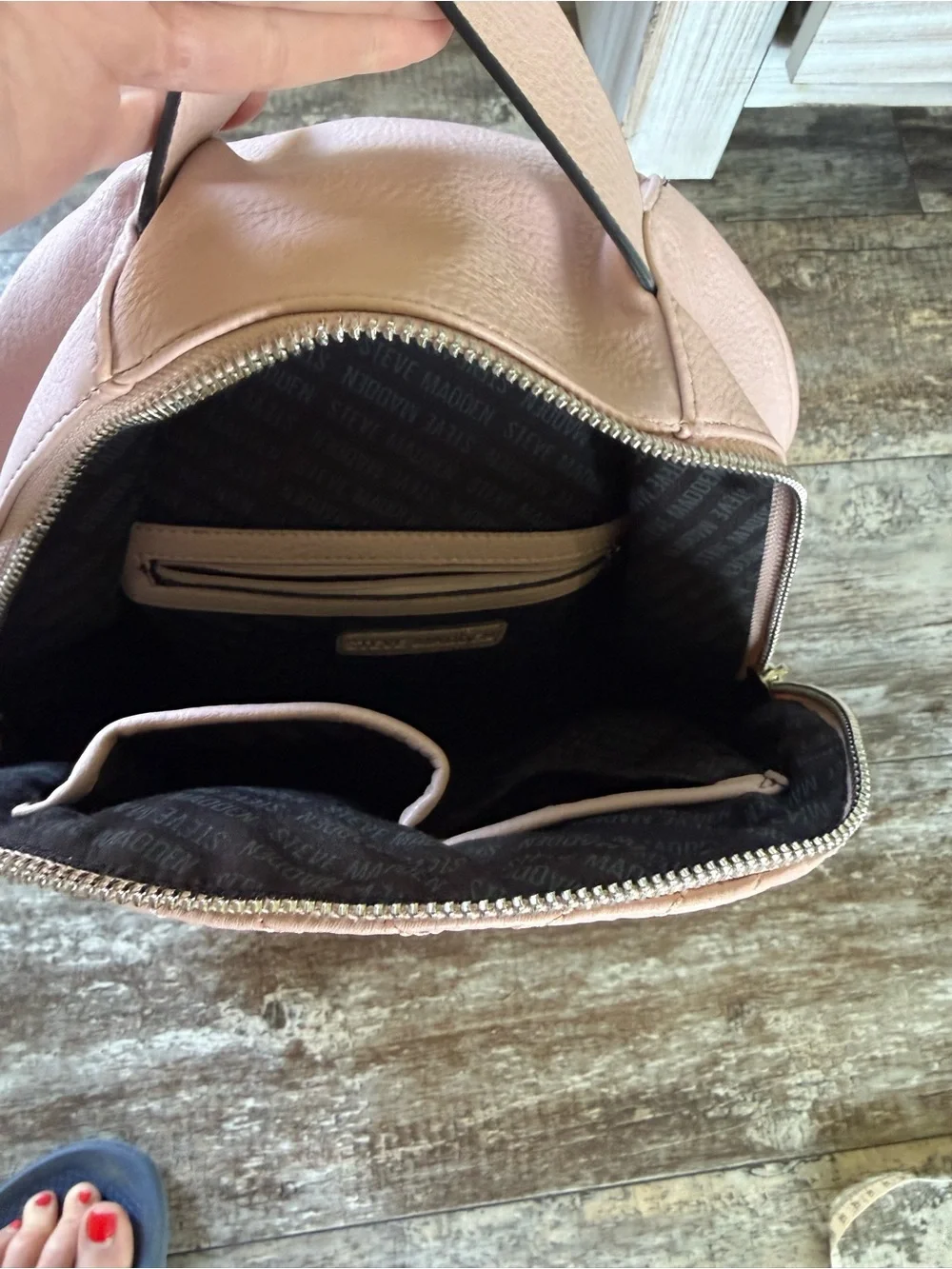 Steve Madden pink quilted faux leather backpack
